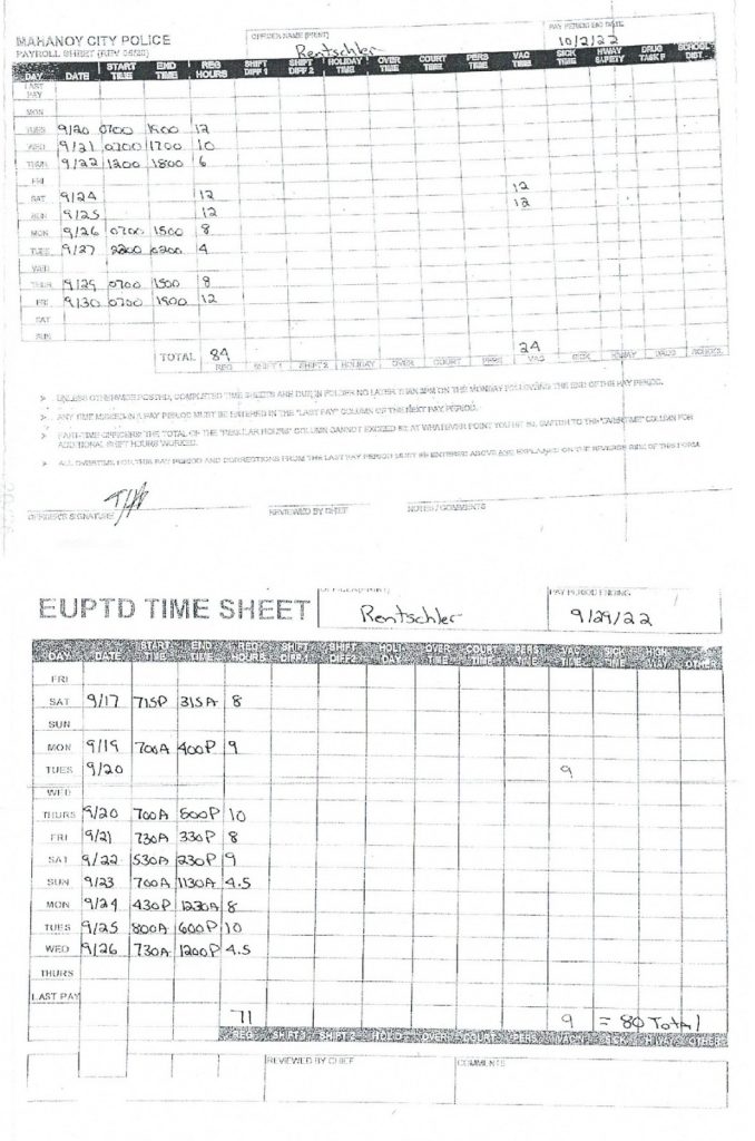 THOMAS RENTSCHLER TIMESHEETS - 2022B