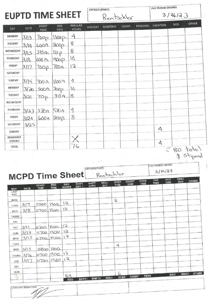 THOMAS RENTSCHLER TIMESHEETS - 2023